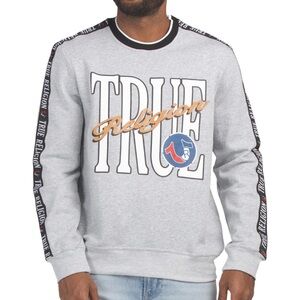 True Religion Light Gray Crewneck Sweater with Bold Logo